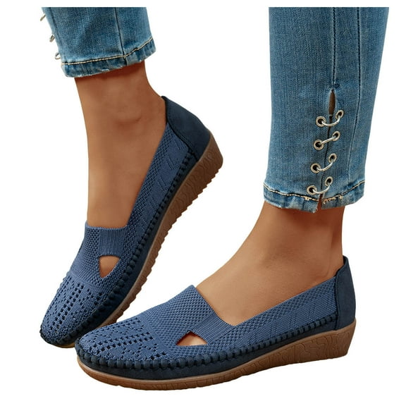 Womens Knit Orthopedic Wedges Slip on Loafers Fall Casual Walking Driving Non Slip Work Shoes