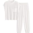 thumbnail image 1 of Womens Knit Pullover Tops And High Waisted Pants Matching Tracksuit Sweatsuit Set, 1 of 17