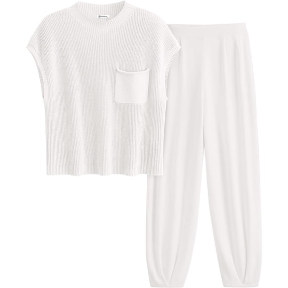 Womens Knit Pullover Tops And High Waisted Pants Matching Tracksuit Sweatsuit Set