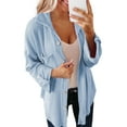 Womens Knit Shacket Boyfriend Button Down Shirt Jacket Loose Long