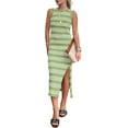 thumbnail image 1 of Womens Knit Side Slit Striped Long Tank Dress, 1 of 11