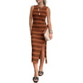thumbnail image 1 of Womens Knit Side Slit Striped Long Tank Dress, 1 of 12