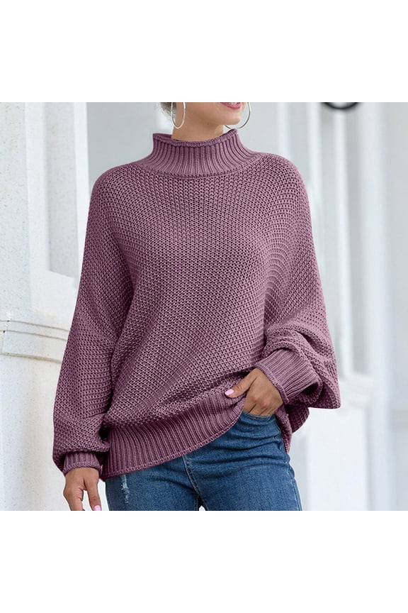 Womens Knit Sweater Batwing Sleeve Roll Neck Europe & America Style | Cozy Winter Wear Sweatshirts for Women Mens I Hop Hoodies Mens Big And Tall Sweatshirt Long Pullover Sweaters for Women Men