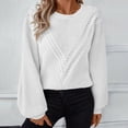 thumbnail image 1 of Womens Knit Sweater Casual Long Puff Sleeve Crewneck Baggy Pullover Tops Fall Winter Preppy Patchwork Clothes Sweaters for Women from Quarter Zip Mens Pack of Sweatshirts Big Sweater Women Mens Olive, 1 of 3