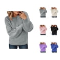 thumbnail image 1 of Womens Knit Sweater Tops for Women Trendy Crewneck Loose Fit Pullover Solid Color Jacquard Pattern Soft Casual Fall Winter Outfit, 1 of 6