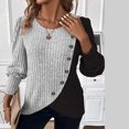 thumbnail image 1 of Womens Knit Sweaters 2025 Fall Winter Casual Long Sleeve Ribbed Button Pullover Tops, 1 of 9