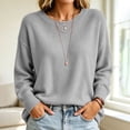 thumbnail image 1 of Womens Knit Sweaters Crewneck Long Sleeved Solid Pullover Sweater Tops Casual Loose Fit Fashion Soft Basic Knitwear, 1 of 6
