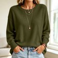 thumbnail image 1 of Womens Knit Sweaters Crewneck Long Sleeved Solid Pullover Sweater Tops Casual Loose Fit Fashion Soft Basic Knitwear, 1 of 6