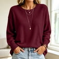 thumbnail image 1 of Womens Knit Sweaters Crewneck Long Sleeved Solid Pullover Sweater Tops Casual Loose Fit Fashion Soft Basic Knitwear, 1 of 6