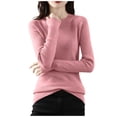 thumbnail image 1 of Womens Knitted Basic Tops, Long Sleeve Shirts for Women Fall Winter Casual Solid Color Slimming Fit Crewneck Sweaters, 1 of 4