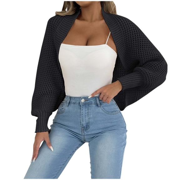 Womens Knitted Cardigan Sweaters Casual Long Sleeve Bolero Jacket Open Front Shawl Cardigan Lightweight Comfy Spring Fall Outfits