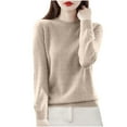 thumbnail image 1 of Womens Knitted Fall Sweater, Long Sleeve Pullover for Women Fashion Lightweight Casual Loose Fit Solid Color Sweaters, 1 of 3