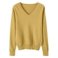 thumbnail image 1 of Womens Knitted Fall Sweaters, Long Sleeve Pullover for Women Fashion Loose Fit Solid Color V Neck Sweater S-2XL, 1 of 5