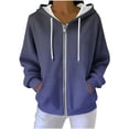 thumbnail image 1 of Womens Knitted Hooded Sweatshirts, Zip Up Hoodies for Women Fall Fashion Ombre Tie Dye Drawstring Full Zip Long Sleeve Pullover with Pockets, 1 of 6