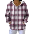 thumbnail image 1 of Womens Knitted Hooded Sweatshirts, Zip Up Hoodies for Women Fall Fashion Plaid Printed Drawstring Full Zip Long Sleeve Pullover with Pockets, 1 of 6