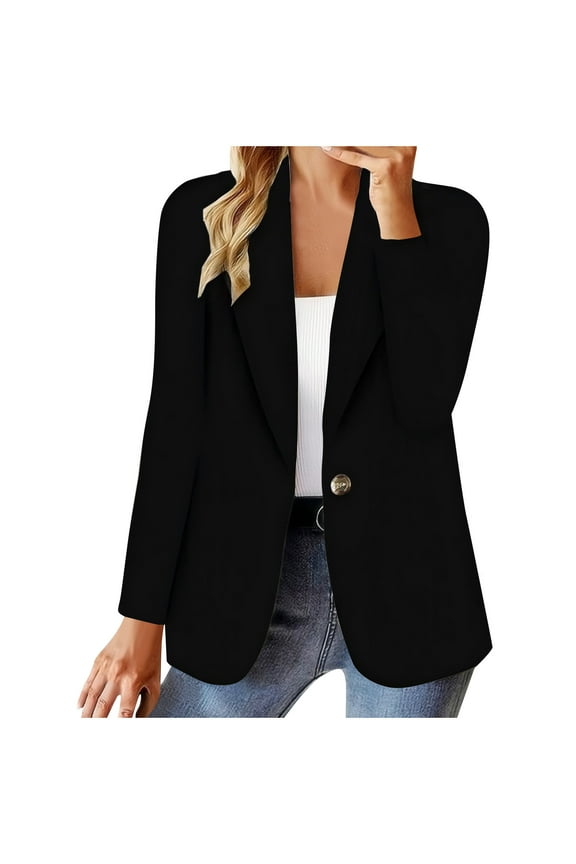 Womens Knitted Jacquard Suit Jackets Fashion Notch Collar Long Sleeve Casual Work Office Casual Sports Blazer Tops Black Small