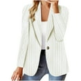 thumbnail image 1 of Womens Knitted Jacquard Suit Jackets Fashion Notch Collar Long Sleeve Casual Work Office Casual Sports Blazer Tops White X-Large, 1 of 5