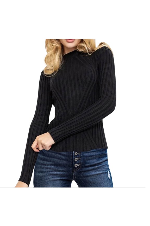 Womens Knitted Ribbed Basic Tops, Fall Sweaters for Women Fashion Slimming Fit Warmth Crewneck Long Sleeve Pullover