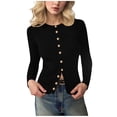 thumbnail image 1 of Womens Knitted Ribbed Cardigan Sweater, Fall Sweaters for Women Open Front Casual Solid Color Button Down Long Sleeve Cover Up Coats, 1 of 3