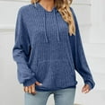 thumbnail image 1 of Womens Knitted Stripe Hoodies Drawstring Adjustable Fleece Blosues Light Warm Pullover Sweater Blouses with Kangaroo Pocket Relaxed Fit Shirt Tops Fall Winter Sweatshirt Outfits, 1 of 6