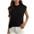 thumbnail image 1 of Womens Knitted Summer Tank Tops, High Neck Sweaters for Women Casual Loose Fit Solid Color Cap Short Sleeve Pullover, 1 of 6