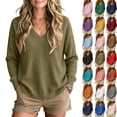 thumbnail image 1 of Womens Knitted Sweaters Dressy Casual Lightweight V Neck Long Sleeve Pullover Knit Top,Office Workwear,Fall Winter Layering, 1 of 8