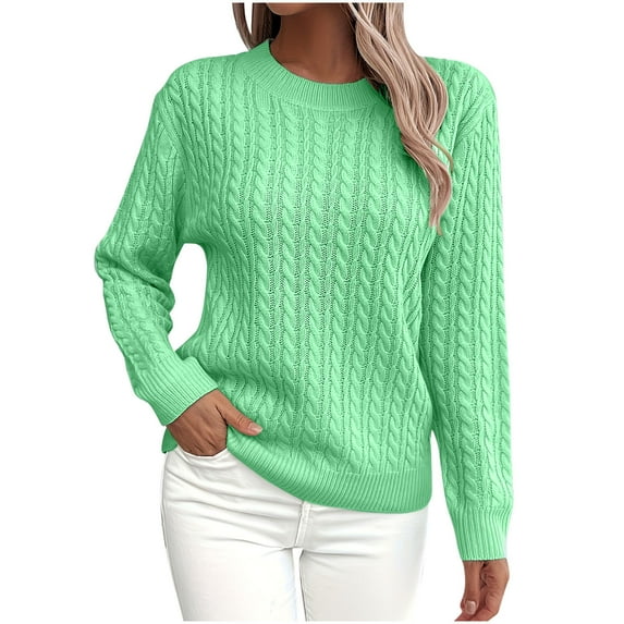 Womens Knitted Sweaters, Long Sleeve Pullover for Women Fall Fashion Loose Fit Hollow Solid Color Crewneck Sweatshirts S-XL