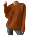 thumbnail image 1 of Womens Knitted Thin Sweaters, Long Sleeve Pullover for Women Fall Fashion Loose Fit Knit Solid Color Crewneck Sweater Tops S-2XL, 1 of 8