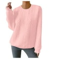 thumbnail image 1 of Womens Knitted Thin Sweaters, Long Sleeve Pullover for Women Fall Fashion Loose Fit Knit Solid Color Crewneck Sweater Tops S-2XL, 1 of 8