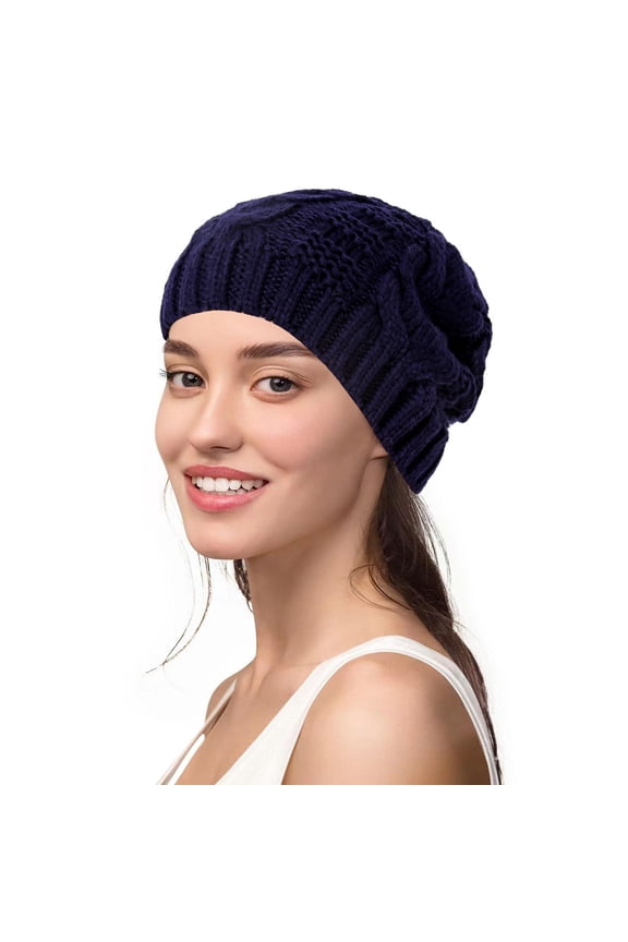 Womens Knitted Wool Beret Slouchy Beanie Crochet Winter Hat Soft Warm Ski Cap Casual Outdoor