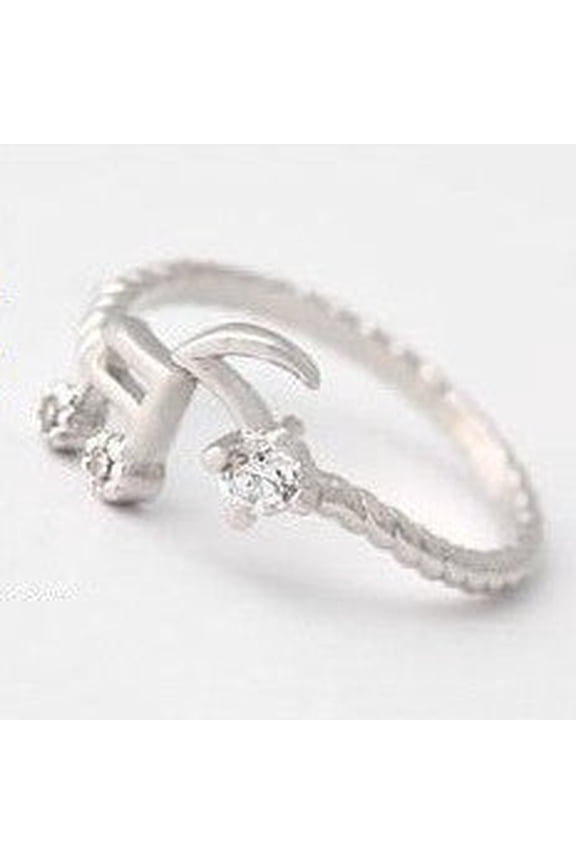 Womens Ring Korean Geometric Gold Inlay Alloy Ring Rhinestone Accent Note Opening Design Travel Souvenir Ring Golden