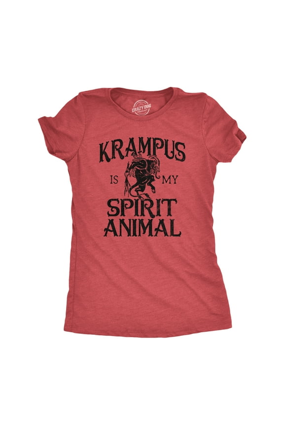 Womens Krampus Is My Spirit Animal T Shirt Funny Xmas Saint Nicholas Folklore Tee for Ladies Womens Graphic Tees