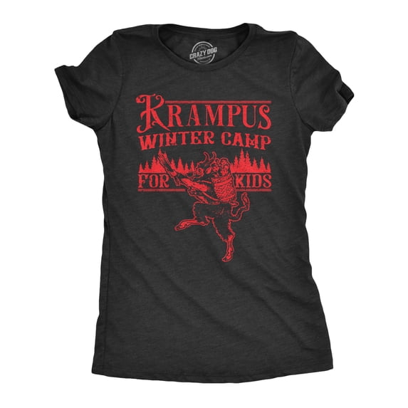 Womens Krampus Winter Camp for Kids T Shirt Funny Xmas Evil Santa Claus Monster Joke Tee for Ladies Womens Graphic Tees