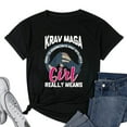 thumbnail image 1 of Womens Krav Maga T-Shirt Happy To Demonstrate Israeli Self-Defence T-Shirt Black Medium, 1 of 5