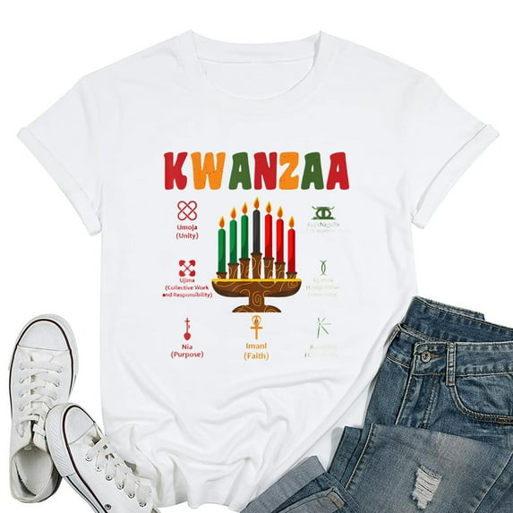 Womens Kwanzaa kinara Candles Seven Principles African Kwanzaa kids T-Shirt White 3X-Large