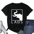 thumbnail image 1 of Womens LAOS Boxed Typography | Laotian | Sabaidee | Lao Flag T-Shirt Black Large, 1 of 5