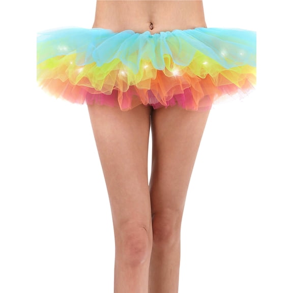 Womens LED Light Tutu Skirt Dance Rave Tutu Skirt Dress,Rainbow