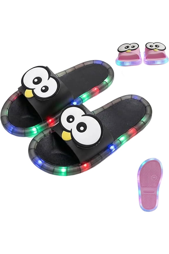 Womens LED Light Up Slippers,Indoor House Sandals with Cartoon Eyes,Cute Open Toe Non Slip Outdoor Platform Slides Shoes