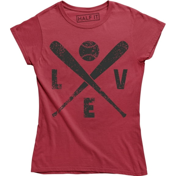 Womens LOVE Baseball Funny Sporting Lover Home Run Cute Relationship T-Shirt