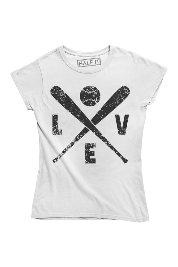 Womens LOVE Baseball Funny Sporting Lover Home Run Cute Relationship T-Shirt