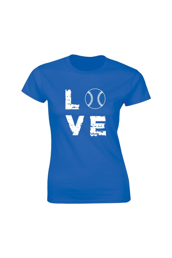 Womens LOVE Baseball Funny Sporting Lover Home Run Cute Relationship Tee Shirt