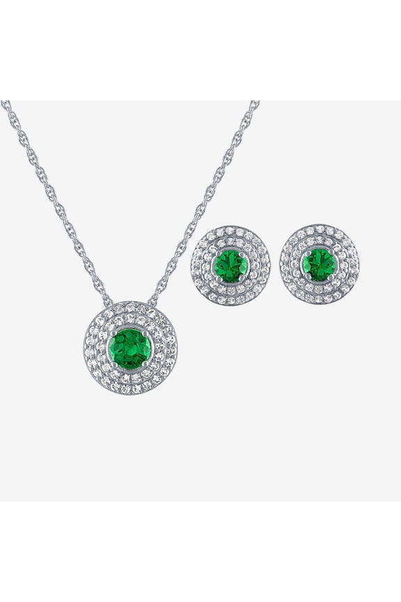 Womens Lab Created Green Emerald Sterling Silver 2-pc. Jewelry Set