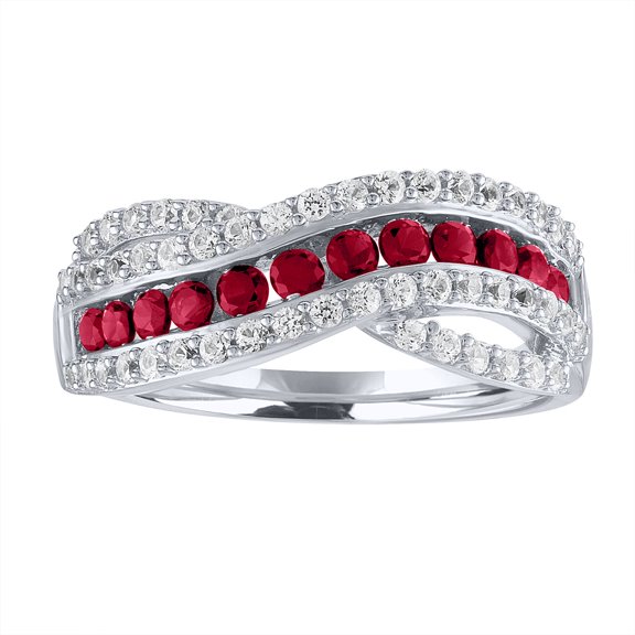 Womens Lab Created Red Ruby Sterling Silver Cocktail Ring