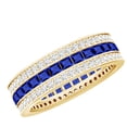 thumbnail image 1 of Rosec Jewels Womens Lab Grown Blue Sapphire Eternity Band Ring with Moissanite - AAAA Grade, 14K Yellow Gold, US 10.50, 1 of 8