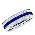 thumbnail image 1 of Womens Lab Grown Blue Sapphire Eternity Band Ring with Moissanite - AAAA Grade, 18K White Gold, US 4.50, 1 of 8