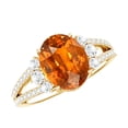 thumbnail image 1 of Rosec Jewels Lab Grown Orange Sapphire Diamond Engagement Ring - 4 Carat Oval Shape Orange Sapphire Ring with Split Shank, 10K Yellow Gold, US 6.00, 1 of 9
