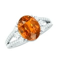thumbnail image 1 of Rosec Jewels Womens Lab Grown Orange Sapphire Ring with Moissanite - 8X10 MM Oval Shape Sapphire, 925 Sterling Silver, US 4.00, 1 of 8