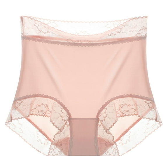 Womens Lace Bikini Panties Lace Trim Underwear High Waist Panties Soft Breathable Stretch Ladies Briefs 1 Pack