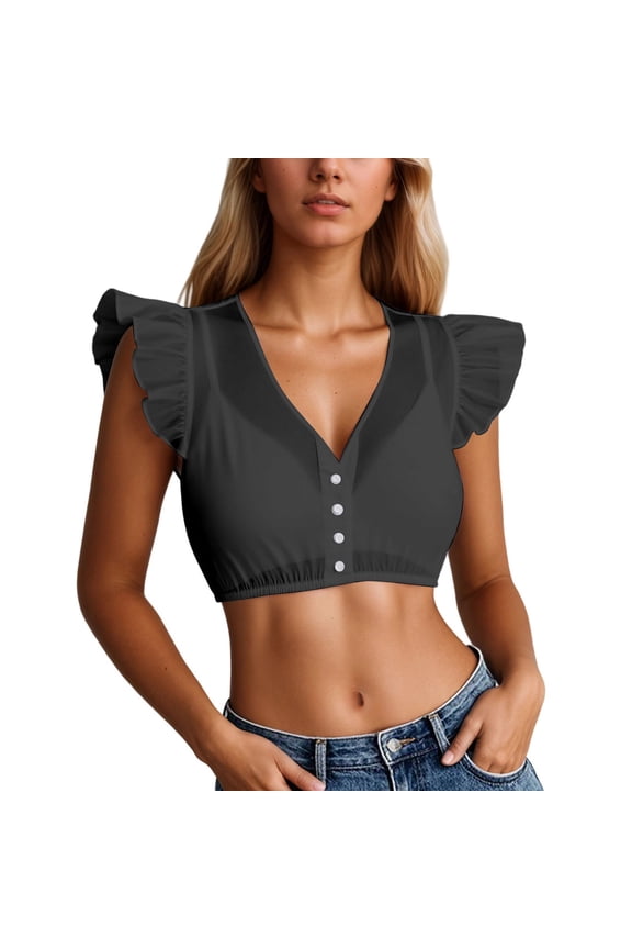 Womens Lace Blouse Bavarian Oktoberfest Traditional Dirndl Blouse Shirt Cropped White Shirt Versatile Bra Tops,Black,M
