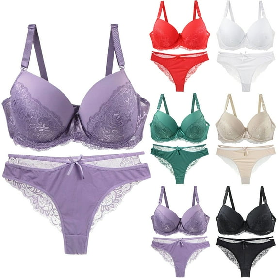 Womens Lace Bra and Panty Set 2 Piece Underwire Matching Set Comfortable Underwear